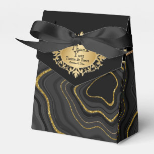 Elegant Agate Marble with  Black and Gold Favour Box