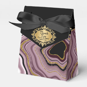 Elegant Agate Marble with Mauve, Black and Gold  Favour Box