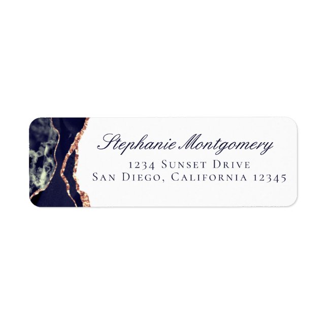 Elegant Agate Navy Blue Rose Gold Foil (Front)