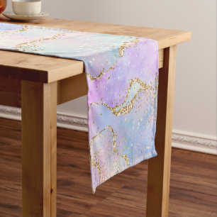 Elegant Agate   Pretty Easter Pastel Glold Glitter Short Table Runner