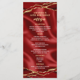 Elegant Agate Red and Gold Menu