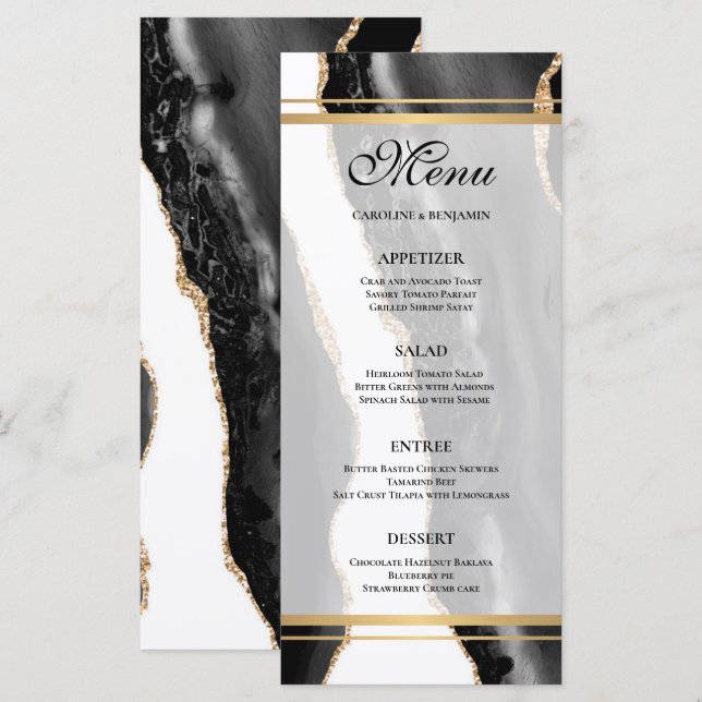 Elegant agate Wedding Menu (Front/Back)