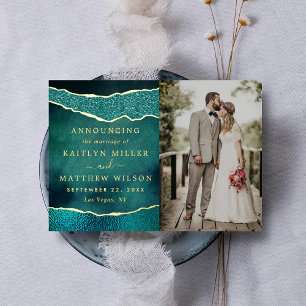 Elegant Agate Wedding Photo Announcement Cards