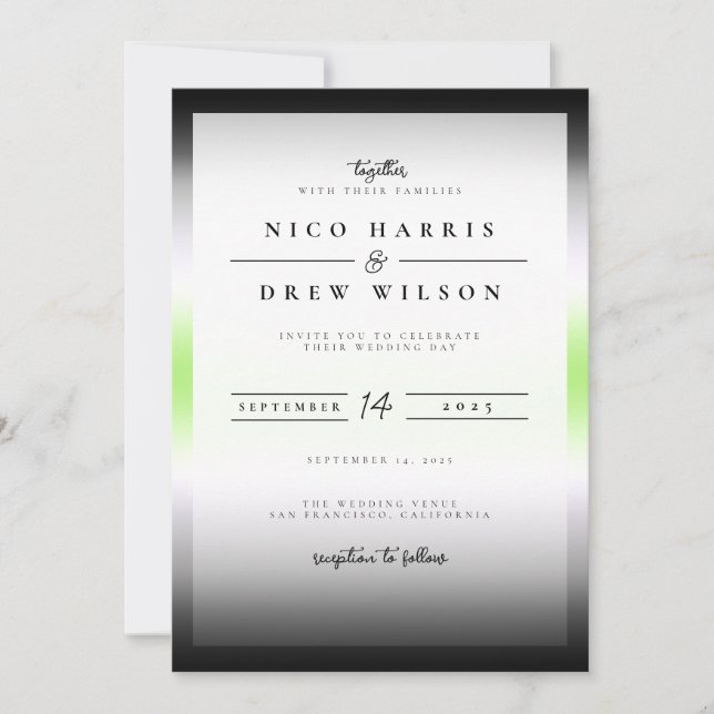 Elegant Agender Pride Wedding  Invitation (Front)