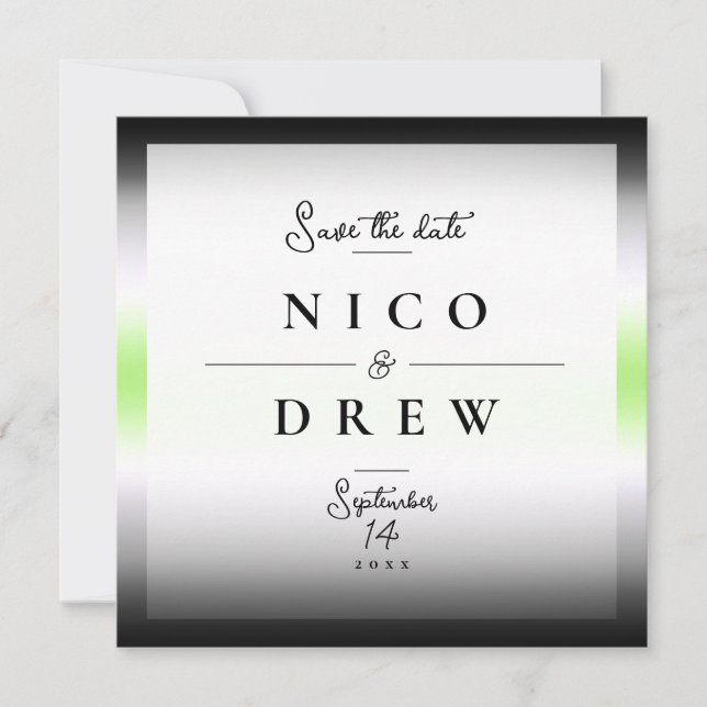 Elegant Agender Pride Wedding  Save The Date (Front)
