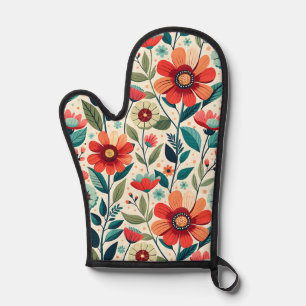 Elegant AI-Generated Floral Oven Mitt for Chefs