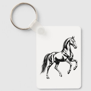 Elegant Akhal-Teke Horse Stylised Illustration Key Ring