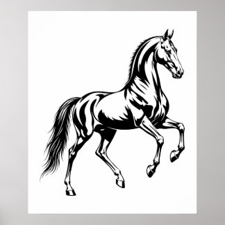 Elegant Akhal-Teke Horse Stylised Illustration Poster