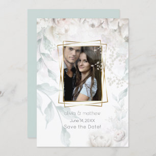 Elegant Alabaster White Peonies Invitation