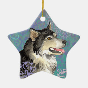 Elegant Alaskan Malemute Ceramic Tree Decoration