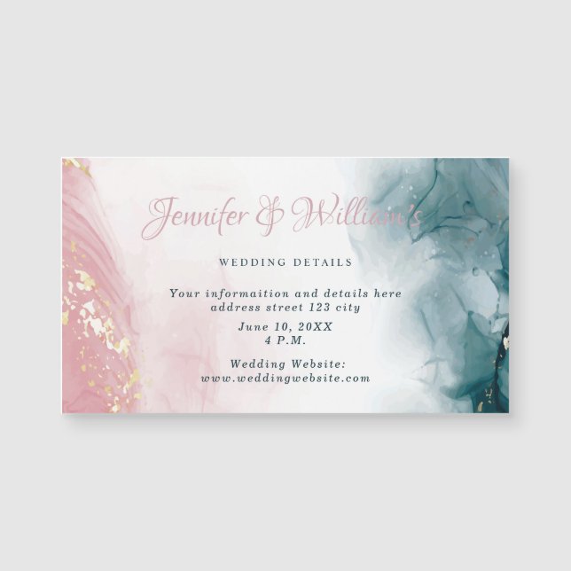 Elegant Alcohol Ink Blush Blue Watercolor Modern (Front)