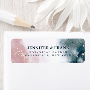 Elegant Alcohol Ink Blush Blue Watercolor Modern