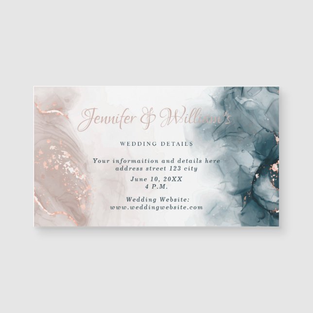 Elegant Alcohol Ink Gold Blush Blue Minimal Modern (Front)