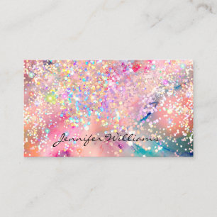 Elegant Alcohol Ink Holographic Glitter Modern Business Card