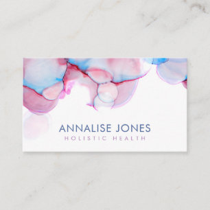 Elegant Alcohol ink pastel blue and pink Business Card