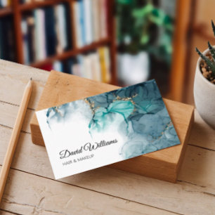 Elegant alcohol ink with gold glitter elements business card