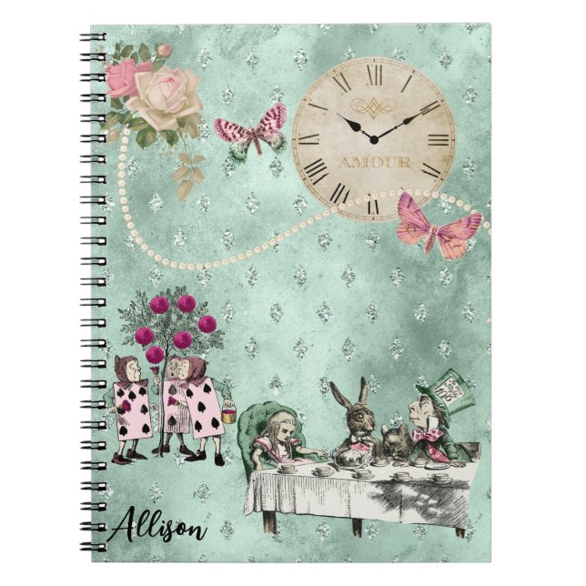 Elegant Alice In Wonderland Personalised Notebook (Front)