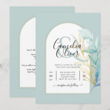 ELEGANT All-in-1 Sea Glass Gold Leaf Sage Wedding