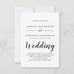 Elegant All In One Black Script Wedding   Invitation