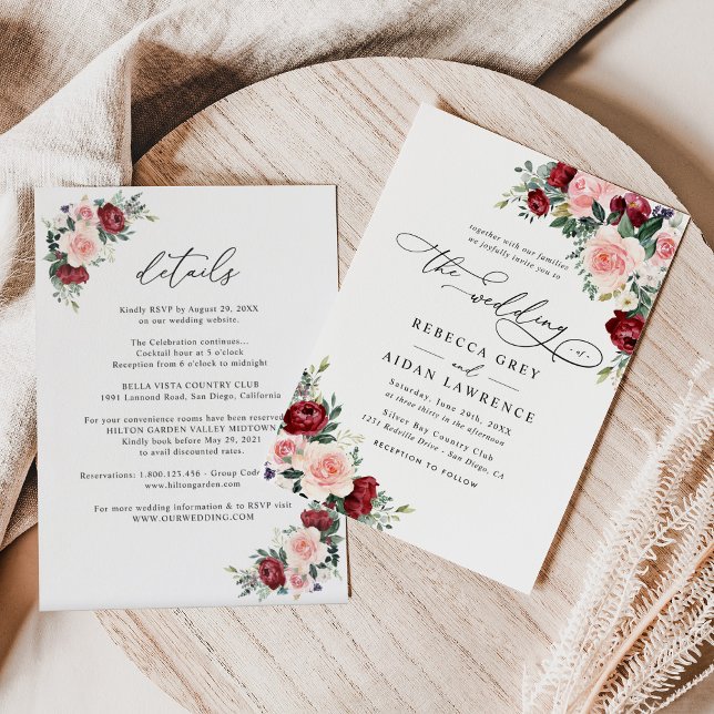 Elegant All In One Watercolor Floral Wedding Invitation (Creator Uploaded)