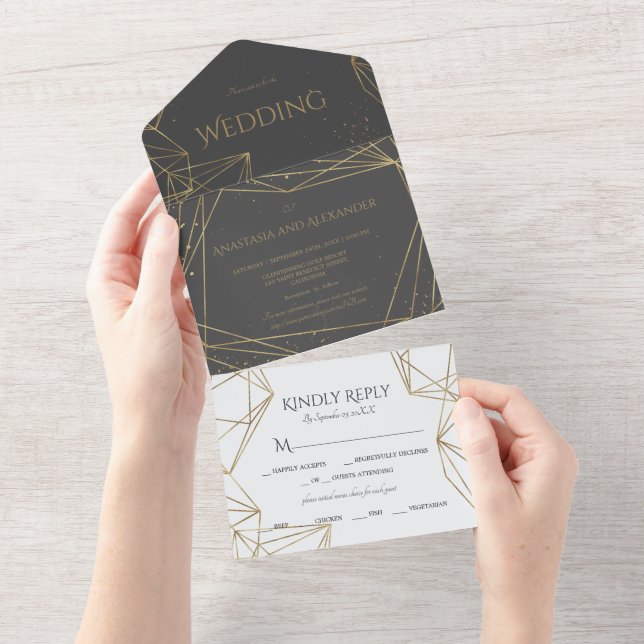 Elegant All in One Wedding Invite. All In One Invi All In One Invitation (Tearaway)