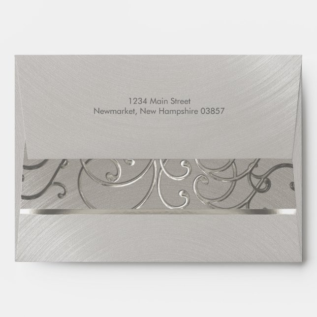 Elegant All Silver Filigree Swirls Envelopes (Back (Top Flap))