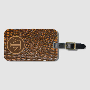 Elegant Alligator Skin Monogram Luggage Tag