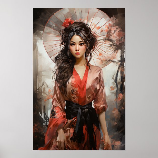 Elegant Allure: Portrait of a Japanese Woman Poste Poster (Front)