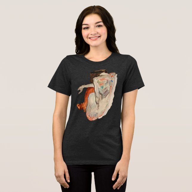 Elegant Allure: Schiele’s Crouching N.u.d.e Tee (Front Full)