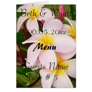 Elegant Aloha Hawaiian Frangipani Menu Cards
