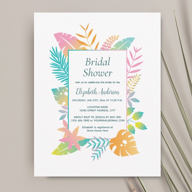 Elegant Aloha Tropical Themed Bridal Shower Invitation (Creator Uploaded)