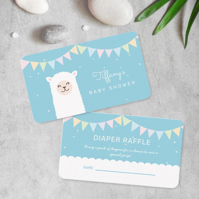 Elegant Alpaca Llama Boy Baby Shower Diaper Raffle Enclosure Card (Creator Uploaded)