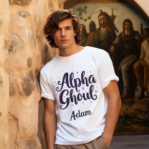 Elegant "Alpha Ghoul" Name Halloween Calligraphy Sweatshirt