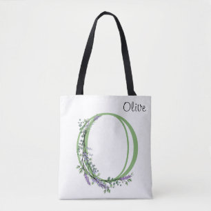 Elegant alphabet letter O Lavender Eucalyptus Tote Bag
