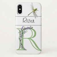 Elegant alphabet R Lavender Eucalyptus Dragonfly