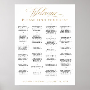 Elegant Alphabetical Seating Chart for 100 Guests