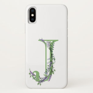 Elegant alphetbet letter J Lavender Eucalyptus iPhone X Case