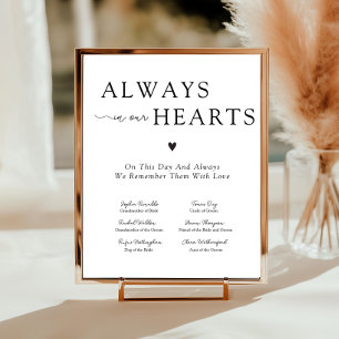 Elegant Always In Our Hearts Wedding Memorial Sign