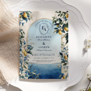 Elegant Amalfi Coast Citrus Wedding Invitation