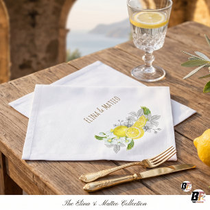 Elegant Amalfi Lemon Botanical Custom Wedding Napkin