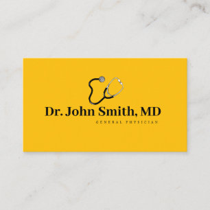 Elegant Amber Black Text General Physician Doctor Business Card