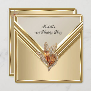 Elegant Amber Caramel Beige Gold Birthday Party Invitation