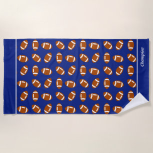 Elegant American Football on Blue Beach Towel