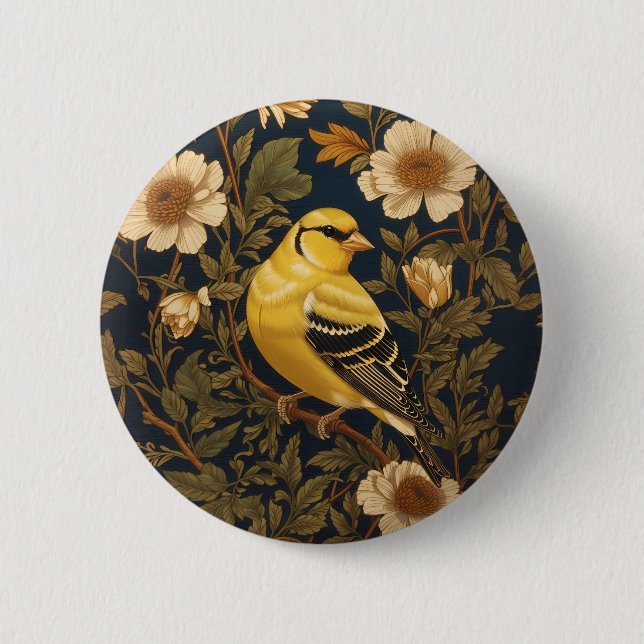 Elegant American Goldfinch  6 Cm Round Badge (Front)