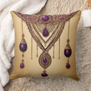 Elegant Amethyst Purple and Gold Chandelier Jewel Cushion