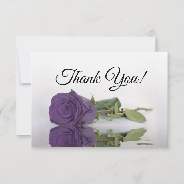 Elegant Amethyst Purple Rose Simple Wedding Thank You Card (Front)