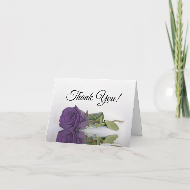 Elegant Amethyst Purple Rose Wedding Photo Inside Thank You Card (Front)