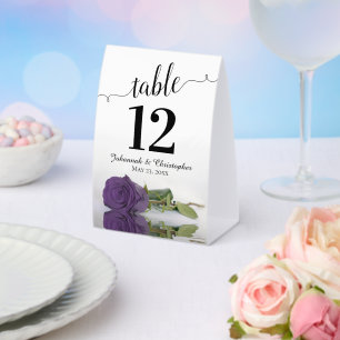 Elegant Amethyst Purple Rose Wedding Table Number