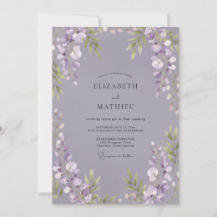 Elegant Amethyst Wisteria Wedding Invitation