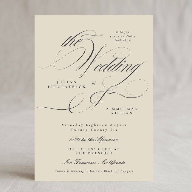 Elegant Ampersand Beige Charcoal The Wedding Invitation (Creator Uploaded)